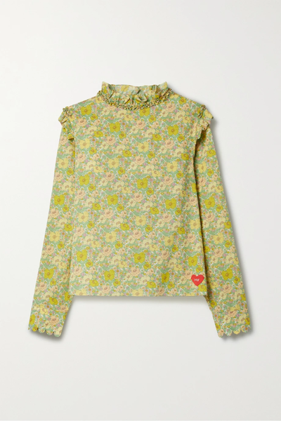 유럽직배송 HORROR VACUI Apollonia appliquéd scalloped ruffled floral-print cotton-poplin blouse 33258524072422076