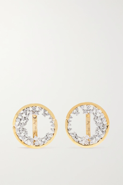유럽직배송 ANANYA Scatter 18-karat yellow and white gold diamond earrings 38063312419525442