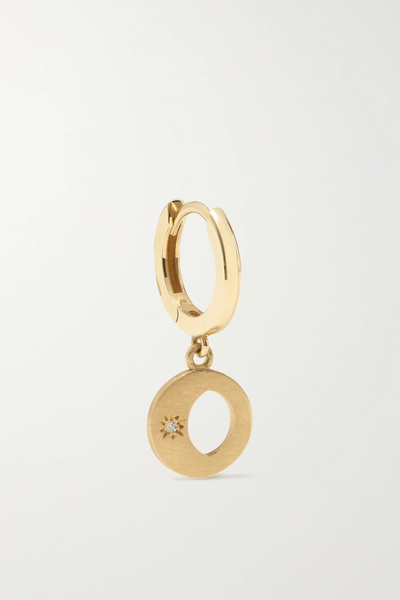 유럽직배송 ANDREA FOHRMAN Mini Waning/ Waxing Gibbous 14-karat gold diamond single hoop earring 38063312419617377