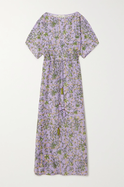유럽직배송 토리버치 TORY BURCH Tasseled belted floral-print cotton and silk-blend kaftan 36856120584984672