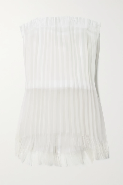 유럽직배송 INTERIOR The Briony strapless pleated layered silk-organza and mesh top 33258524072714716