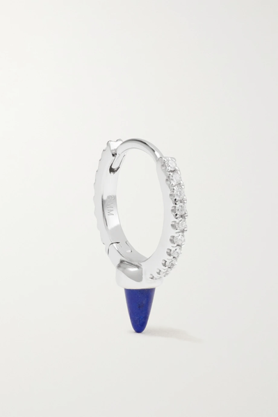 유럽직배송 마리아타쉬 싱글 귀걸이 MARIA TASH 8mm 18-karat white gold, diamond and lapis lazuli single hoop earring 32027475399557711
