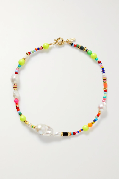 유럽직배송 MARTHA CALVO Mosaic gold-tone, beaded and pearl necklace 45666037504153738