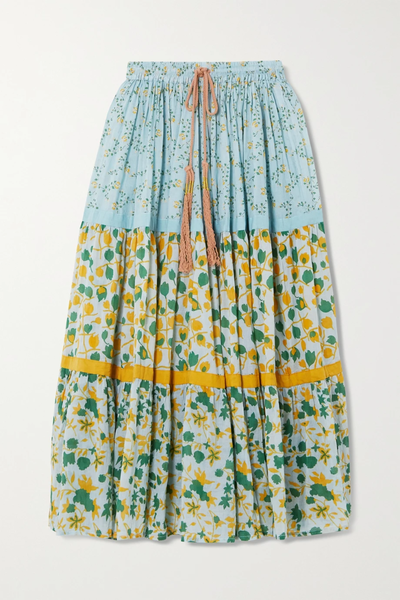 유럽직배송 YVONNE S Tiered floral-print cotton-voile maxi skirt 36093695689052359