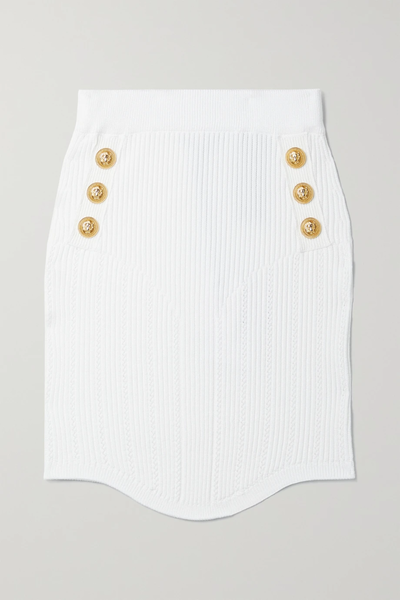 유럽직배송 발망 미니스커트 BALMAIN Embellished stretch-knit mini skirt 33258524072081306