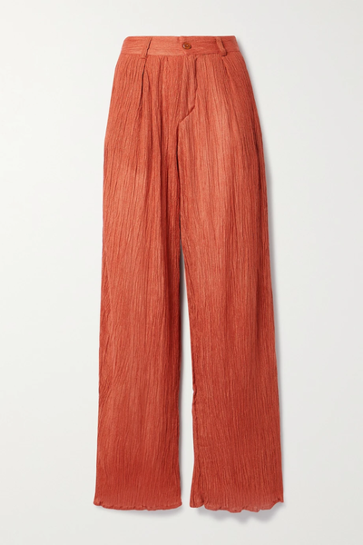 유럽직배송 SAVANNAH MORROW Hali crinkled silk and bamboo-blend straight-leg pants 32027475400192253