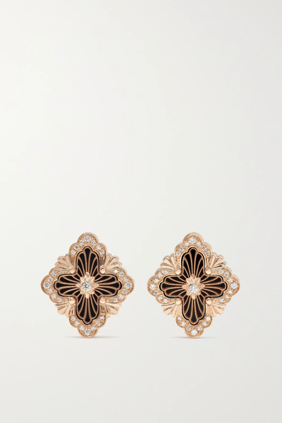 유럽직배송 부첼라티 귀걸이 BUCCELLATI Opera Tulle 18-karat rose gold, onyx and diamond earrings 2204324140909939