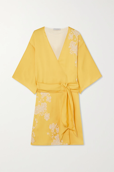 유럽직배송 카린길슨 로브 CARINE GILSON Belted lace-appliquéd silk robe 36856120585402139