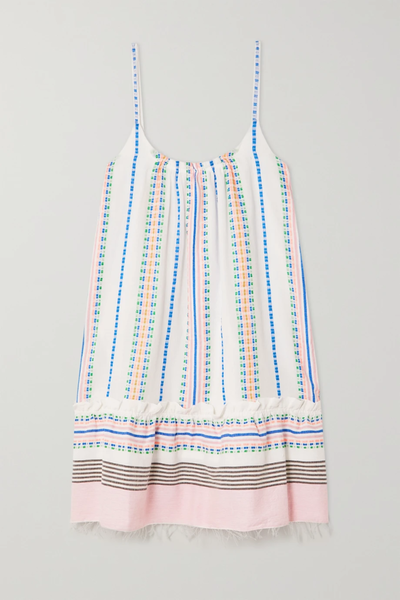 유럽직배송 렘렘 미니원피스 LEMLEM Doti fringed metallic striped cotton-blend gauze mini dress 33258524072782762