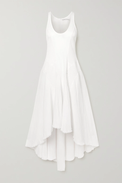 유럽직배송 RUE MARISCAL Fringed asymmetric mesh-paneled cotton midi dress 29419655931995234