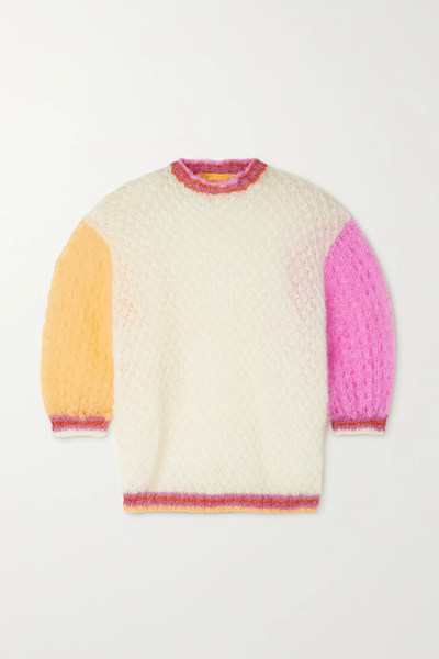 유럽직배송 로즈카민 스웨터 ROSE CARMINE Color-block metallic mohair-blend sweater 43769801095382366