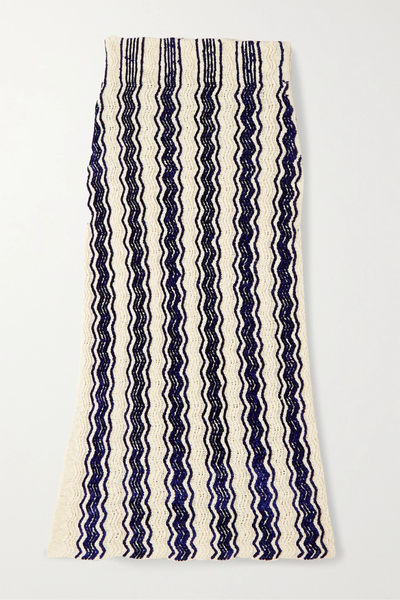 유럽직배송 질샌더 스커트 JIL SANDER Chenille-trimmed striped cotton-blend midi skirt 33258524072472858