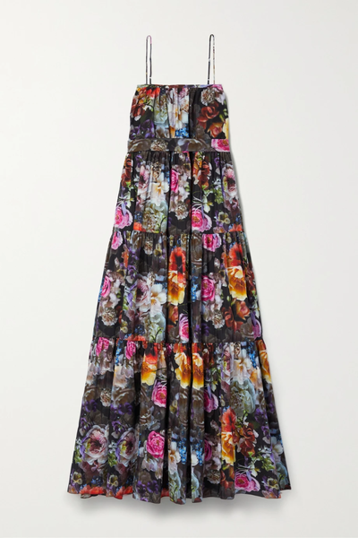 유럽직배송 아담립스 원피스 ADAM LIPPES Belted tiered floral-print cotton and silk-blend voile maxi dress 34344356236755849
