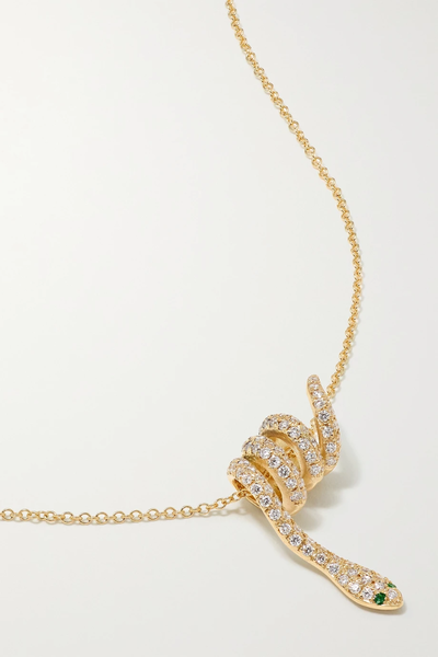 유럽직배송 일레아나마크리 목걸이 ILEANA MAKRI Curled Snake 18-karat gold, diamond and tsavorite necklace 36856120585425766