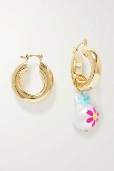 유럽직배송 MARTHA CALVO In Full Bloom gold-plated pearl hoop earrings 45666037504153740