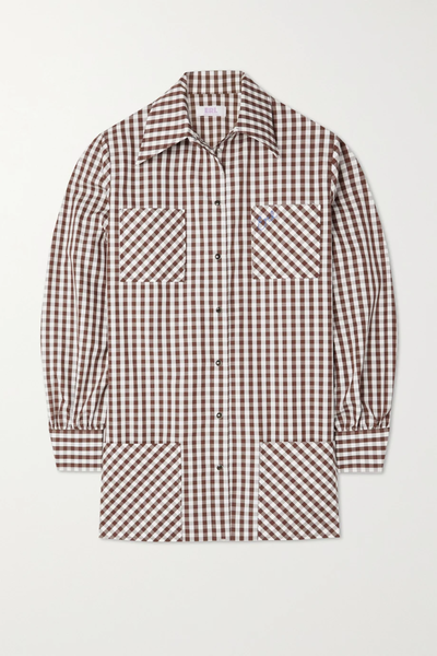 유럽직배송 이알엘 셔츠 ERL Embroidered gingham cotton Oxford shirt 38063312418688291