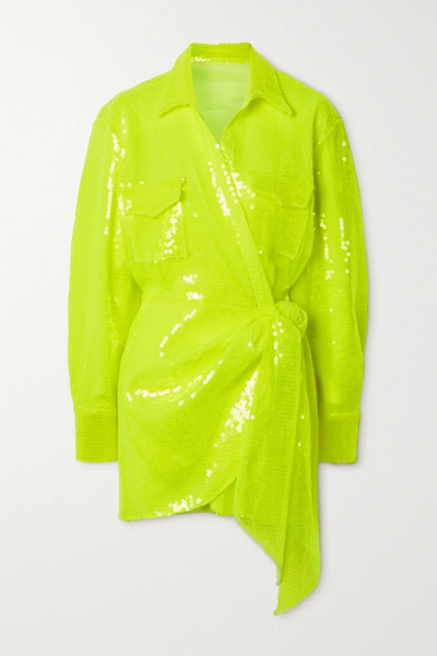 유럽직배송 데이비드코마 미니원피스 DAVID KOMA Neon sequined tulle wrap mini dress 33258524072017982