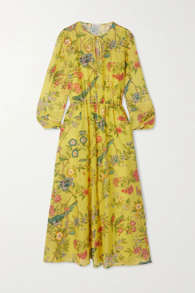 유럽직배송 레드발렌티노 원피스 REDVALENTINO Tie-neck floral-print cotton-voile maxi dress 33258524072831933