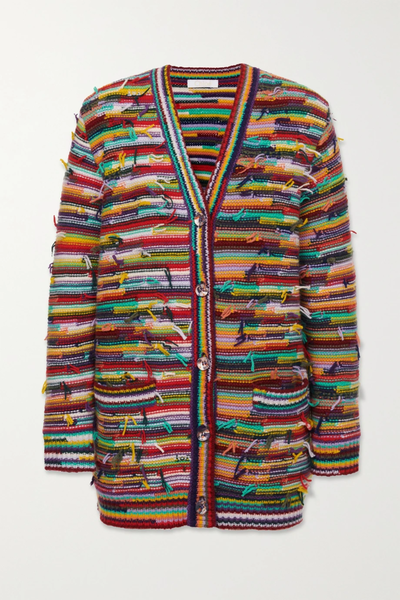유럽직배송 끌로에 가디건 CHLOÉ Oversized striped cashmere and wool-blend cardigan 33258524072105112