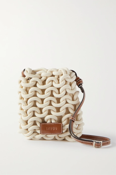 유럽직배송 스타우드 숄더백 STAUD Mini leather-trimmed woven cord and twill shoulder bag 32027475400195390