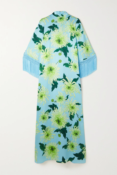 유럽직배송 앤드류지엔 ANDREW GN Fringed floral-print silk-satin gown 36594538430031960