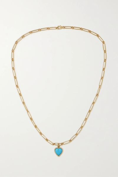 유럽직배송 STORROW Alana 14-karat gold, turquoise and diamond necklace 38063312418714522