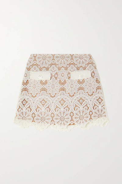 유럽직배송 셀프포트레이트 미니스커트 SELF-PORTRAIT Crystal-embellished guipure lace mini skirt 38063312420351797