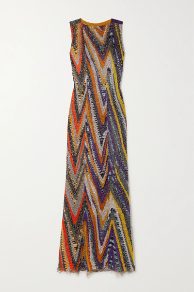 유럽직배송 미쏘니 원피스 MISSONI Sequin-embellished metallic crochet-knit maxi dress 33258524071865317