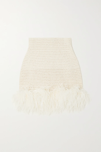 유럽직배송 마그다부트림 미니스커트 MAGDA BUTRYM Feather-trimmed cotton-blend crochet mini skirt 33258524072390942