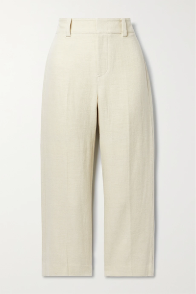 유럽직배송 빈스 팬츠 VINCE Cropped organic cotton and linen-blend twill wide-leg pants 38063312420520061