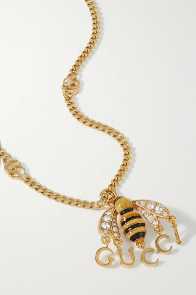 유럽직배송 구찌 목걸이 GUCCI Gold-tone, crystal and enamel necklace 29419655932362070