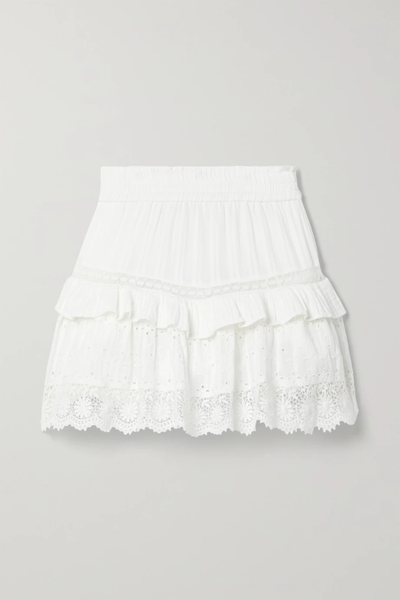 유럽직배송 러브샤크팬시 미니스커트 LOVESHACKFANCY Tanisha ruffled crochet-trimmed broderie anglaise cotton-voile mini skirt 42247633207906535