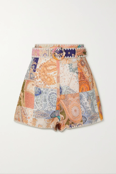 유럽직배송 짐머만 ZIMMERMANN Anneke belted patchwork paisely-print linen shorts 38063312420610637