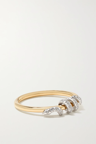 유럽직배송 일레아나마크리 반지 ILEANA MAKRI Twisted Boa 18-karat yellow and white gold diamond ring 36856120585425769