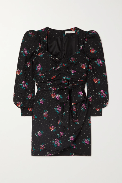 유럽직배송 알레산드라리치 미니원피스 ALESSANDRA RICH Ruched wrap-effect floral-print silk-jacquard mini dress 38063312419133916