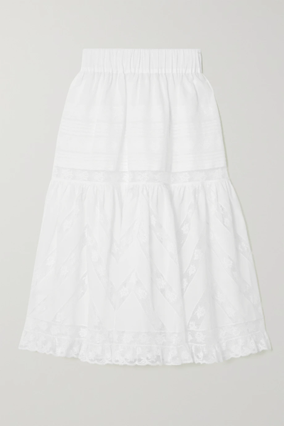 유럽직배송 로레타카포니 스커트 LORETTA CAPONI Lucy tiered lace-trimmed cotton-voile midi skirt 38063312420559738