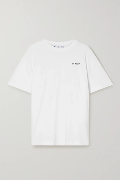 유럽직배송 오프화이트 티셔츠 OFF-WHITE Embroidered printed cotton-jersey T-shirt 38063312418478743