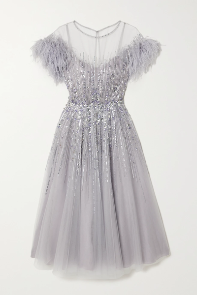 유럽직배송 제니팩햄 JENNY PACKHAM Feather-trimmed embellished tulle gown 42247633207844141