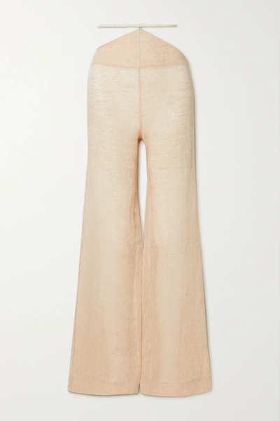 유럽직배송 르카샤 팬츠 LE KASHA Sidfa cutout belted organic linen wide-leg pants 38063312420432583