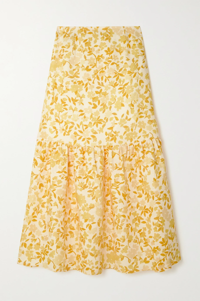 유럽직배송 PEONY + NET SUSTAIN tiered floral-print linen maxi skirt 34344356237478518