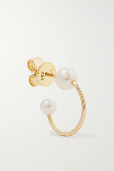 유럽직배송 소피빌리브라헤 싱글 귀걸이 SOPHIE BILLE BRAHE Petite Claudia 14-karat gold pearl single hoop earring 1647597277272752