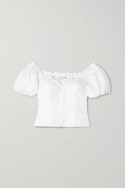 유럽직배송 리포메이션 블라우스 REFORMATION Kaden off-the-shoulder ruffled linen blouse 1647597283630985
