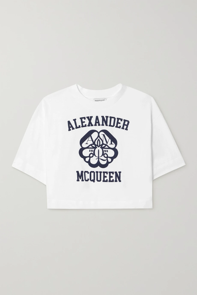 유럽직배송 알렉산더맥퀸 티셔츠 ALEXANDER MCQUEEN Cropped printed cotton-jersey T-shirt 1647597284013050