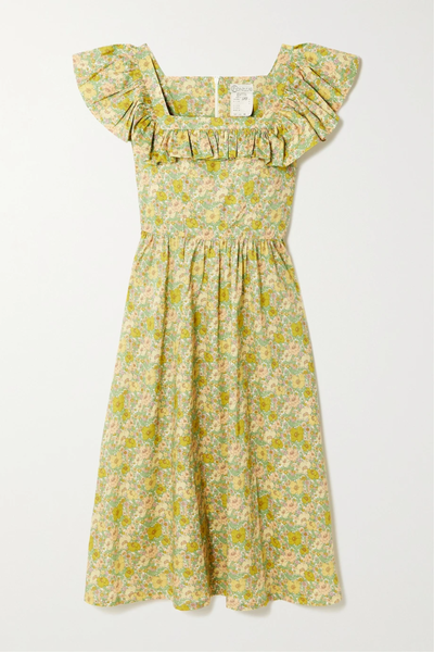 유럽직배송 O PIONEERS Nora ruffled floral-print cotton midi dress 36856120585378598