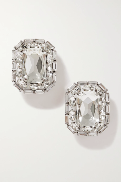 유럽직배송 알레산드라리치 클립 귀걸이 ALESSANDRA RICH Oversized silver-tone crystal clip earrings 38063312418406184