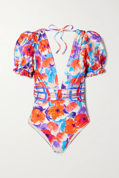 유럽직배송 팻보 PATBO Violet belted printed swimsuit 36594538430068064