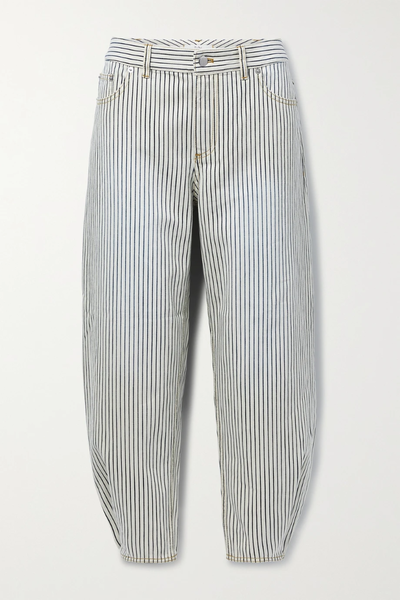 유럽직배송 티비 진 TIBI Brancusi Stonewash striped mid-rise tapered jeans 38063312420359072