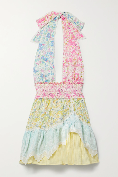 유럽직배송 러브샤크팬시 미니원피스 LOVESHACKFANCY Cambria crochet-trimmed embroidered floral-print cotton-voile halterneck mini dress 42247633207906504