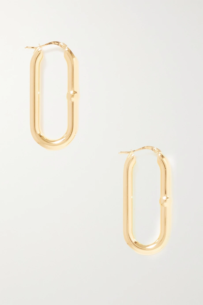 유럽직배송 보테가베네타 귀걸이 BOTTEGA VENETA Gold-plated and enamel hoop earrings 1647597282948586