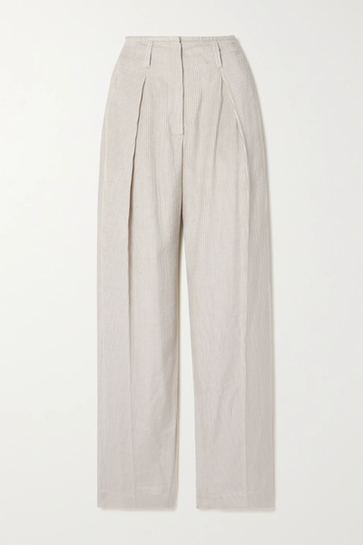 유럽직배송 브루넬로쿠치넬리 팬츠 BRUNELLO CUCINELLI Pleated linen-blend corduroy wide-leg pants 38063312420399701